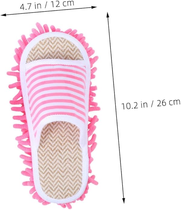 minkissy 2 Pairs Washable Detachable Mop Slippers: Floor Cleaning Unisex House Slippers -striped Indoor Cleaning Shoes for Home Dorm