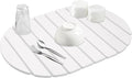 Large Stone Drying Mat Diatomite Dish Drying Mat Dish Mat Drying Kitchen Mat - Storable &amp Anti-Slip for Kitchen Oval White 24x16