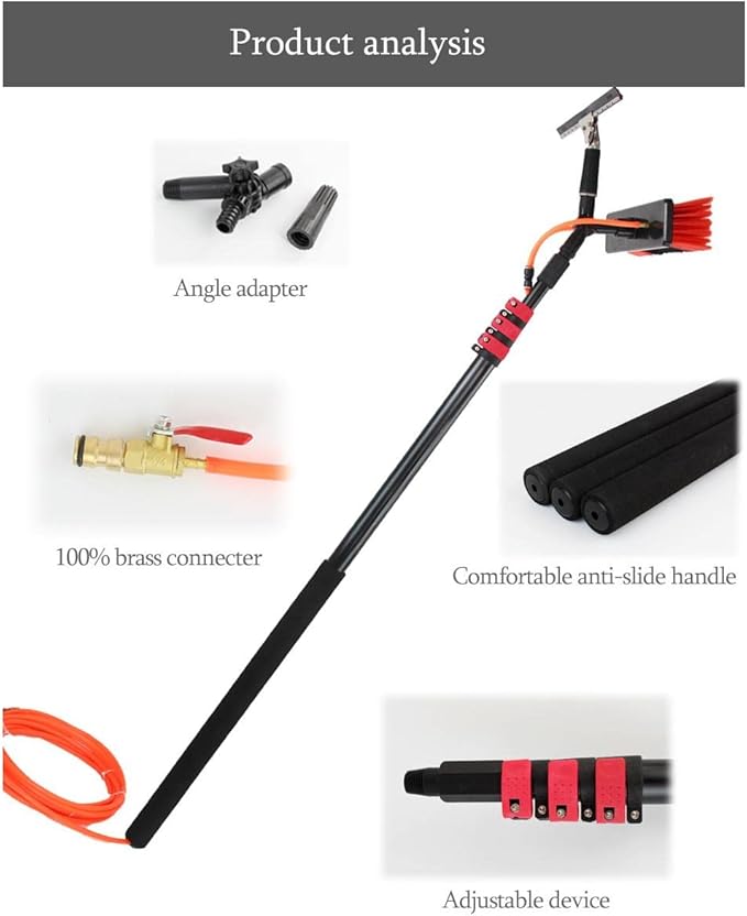 Window Cleaning BrushesWaterfed Telespole Window Cleaning Brush Water/Hose Fed Pole Cleaning Photovoltaic and Solar Panels/with Scraper/10.8 M