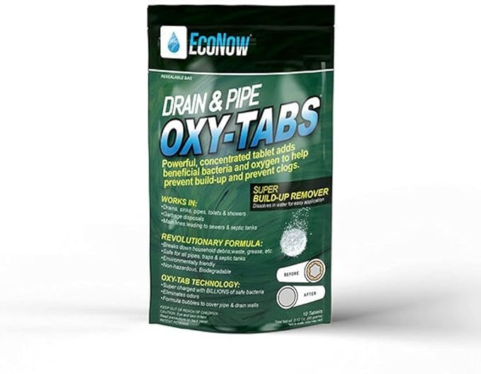 EcoNow OXY-TABS Pro-Strength Drain Cleaner Prevents Clogs Cleans Drains-Pipes-Mainlines-Garbage Disposals-Eliminates Odors at Half The Cost of Ridx-America's Best Drain Cleaner 100% Safe (45ct)