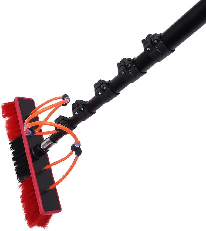 Water Fed Pole Kit 20ft Length Water Fed Brush Water Fed Cleaning System Aluminum alloy Outdoor Window Cleaner w/Hose Cleaning and Washing Tool for Window Glass Solar Panel