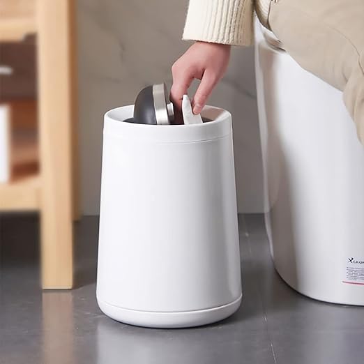 2.6 Gallon Bedroom Trash Can with tainless Steel LidBusiness Trash BinElegant Garbage CanWhite Waste Basket for Bathroom itchen Living Room Office Hotel Cafe