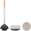 Full Circle Royal Plunge - Bathroom Toilet Plunger with Ceramic Holder and Instant-Dry Coating for Mold &amp Mildew Prevention Easy to Clean &amp More Hygenic White