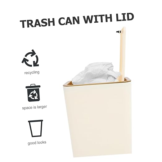 Garbage Can for Bedroom Kitchen Trash Bin Plastic Wastebasket Pp Material Trash Can Multi-Scene Use Waste Basket for Family