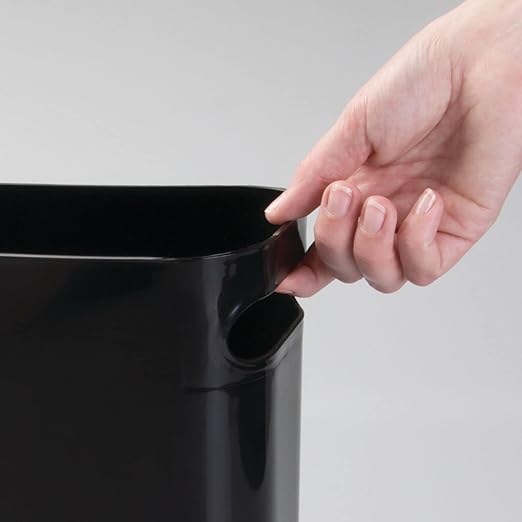 mDesign Plastic Small Trash Can 1.5 Gallon/5.7-Liter Wastebasket Narrow Garbage Bin Handles for Bathroom Laundry Home Office - Holds Waste Recycling 10 High Aura Collection 6 Pack Black