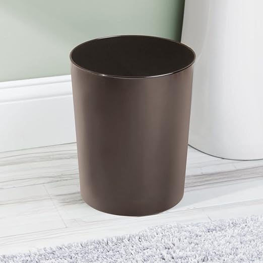 mDesign Round Metal Small 1.7 Gallon Recycle Trash Can Wastebasket Garbage Container Bin for Bathrooms Kitchen Bedroom Home Office - Durable Stainless Steel - Mirri Collection - Bronze