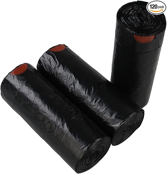 8 Gallons Drawstring Garbage Bags Trash Bags Black 120 bags