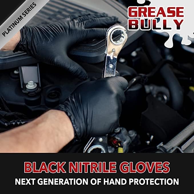 DENCO DISTRIBUTING INC. Grease Bully Nitrile Gloves - 6MIL - Black - Powder &amp Latex Free - 1000 Count - 10 Boxes