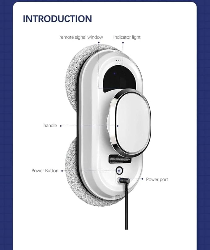 Electric Window Cleaner Robot Smart Window Cleaner Cleaning Robot with 2800Pa Strong Suction Window Glass Vacuum Robot with Remote Control for Indoor/Outdoor Windows Mirror