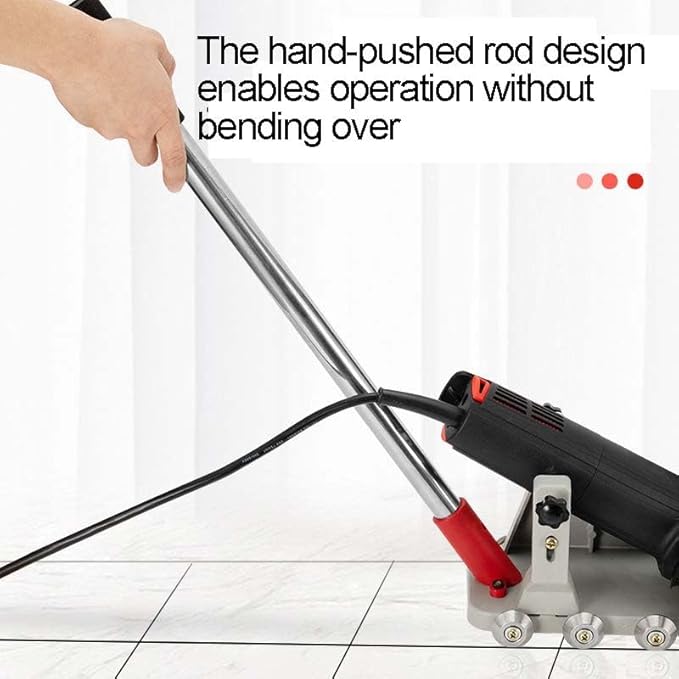 Tile Grout Cleaning Machine with Adjustable Frame &amp Blades Set 45.5cm Push Rod for Standing Operation Includes Standard &amp Premium Cutting Discs