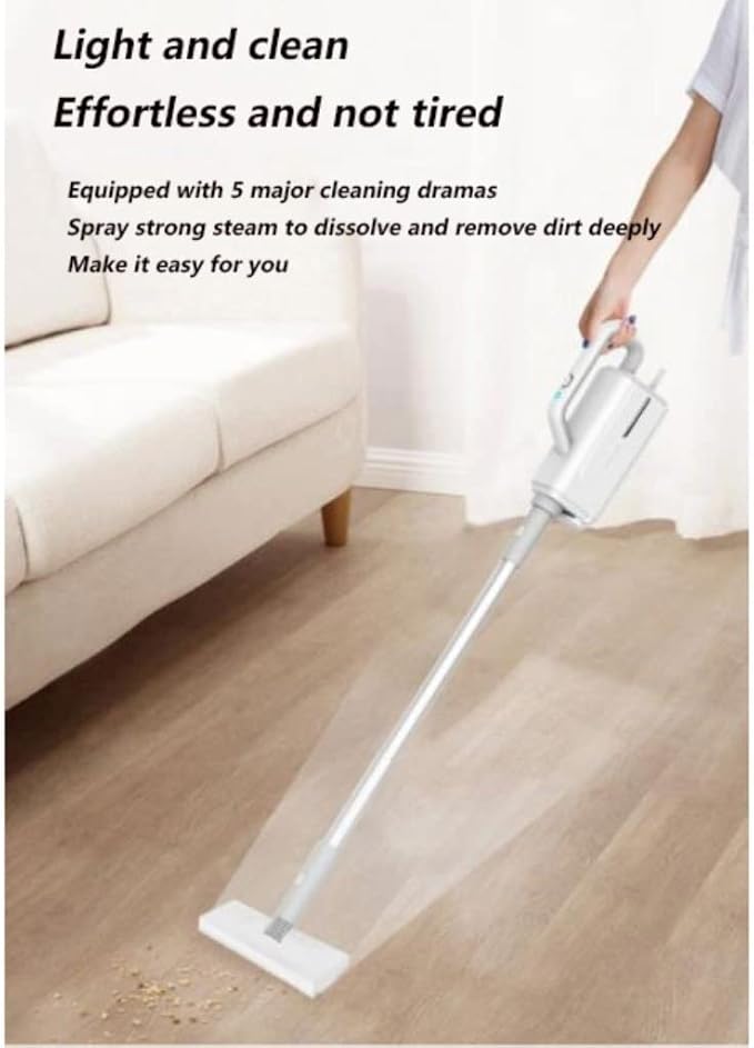 Grafken All-in-one Steam Mop and Detachable Handheld Cleaner 5 Large Brush Heads 360ml Powerful Cleaner Multifunctional Floor Steamer for Carpet Laminate Tile Car (Color : Yellow)