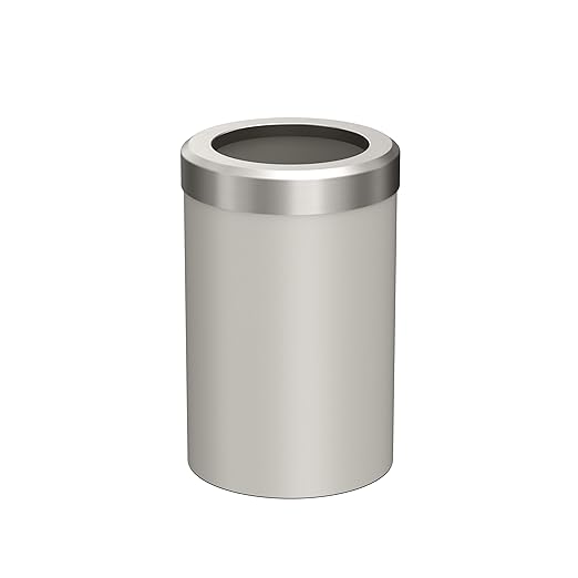 Gatco Small Bathroom Trash Can with Lid Round 3 Gallon Stainless Steel Wastebasket Under Sink Matte Pearl and Satin Nickel for Bathroom Bedroom Office (1931SN)