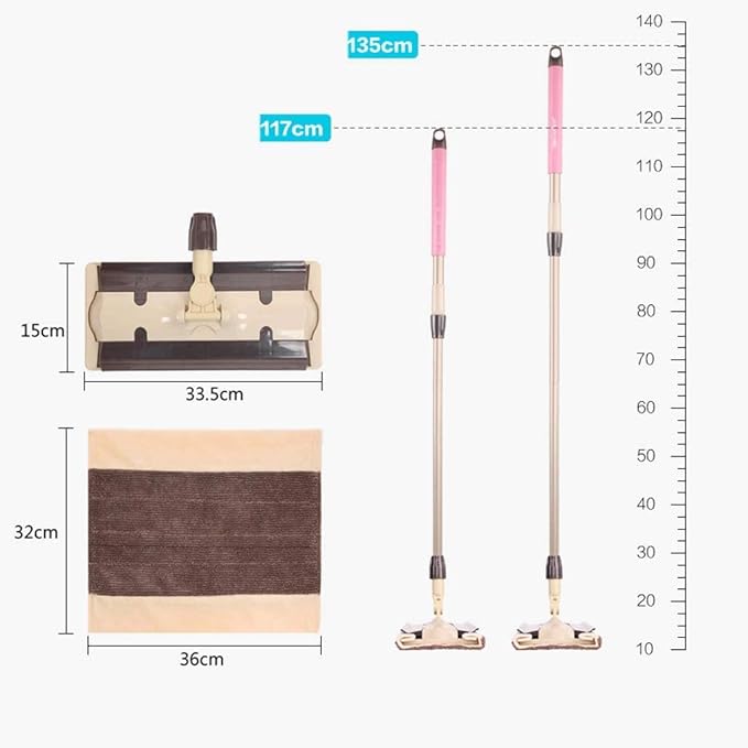 Beige Mop Broom Professional Microfiber Mop for Hardwood Laminate Tile Floor Cleaning Stainless Steel Telescopic Handle