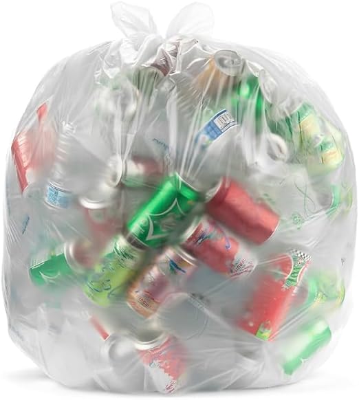 Aluf Plastics High Density Trash Bags 10 Gallon 1000 Count With BioFlex Technology 8 Micron (eq) 24 x 24 Clear for Bathroom Office Industrial Commercial