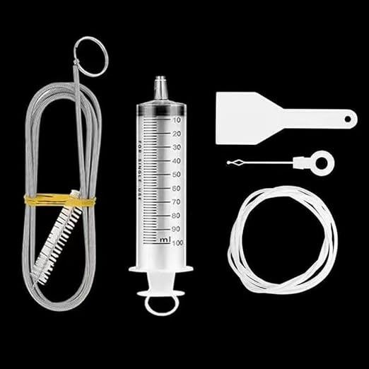 5Pcs Refrigerator Drainage Set with Cleaning Brush Anti Clog Stick and Suction Syringe Hose for Hygienic Fridge Maintenance.