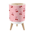 Bathroom Trash Can with Lid Seamless Abstract Cherries Coquette Bows for Packaging Fabric Room Garbage Bin Waste Basket for Kitchen Office Bedroom Decoration Diaper Pail 1.8 Gallon