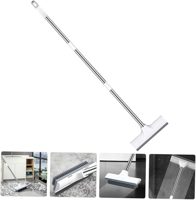 KICHOUSE Long Handle Floor Brush for Bathroom Floor Scrubbing Grout for Tile Brush Space-Saving Design