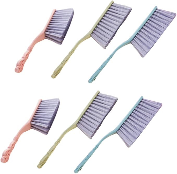 CHILDWEET 6pcs Thick Hollow-Handle Cleaning Brushes for Sofa and Bed Dusting Household Dust Removal Tool Set in Blue Green and Pink for Furniture and Home Cleaning