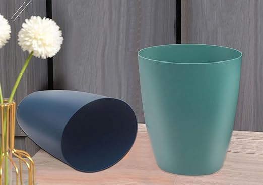 2 Gallon Small Trash CanOval Small Trash Bin Wastebasket for Bathroom Bedroom Kitchen Countertop Under Sink (2 Pack Blue+Green)