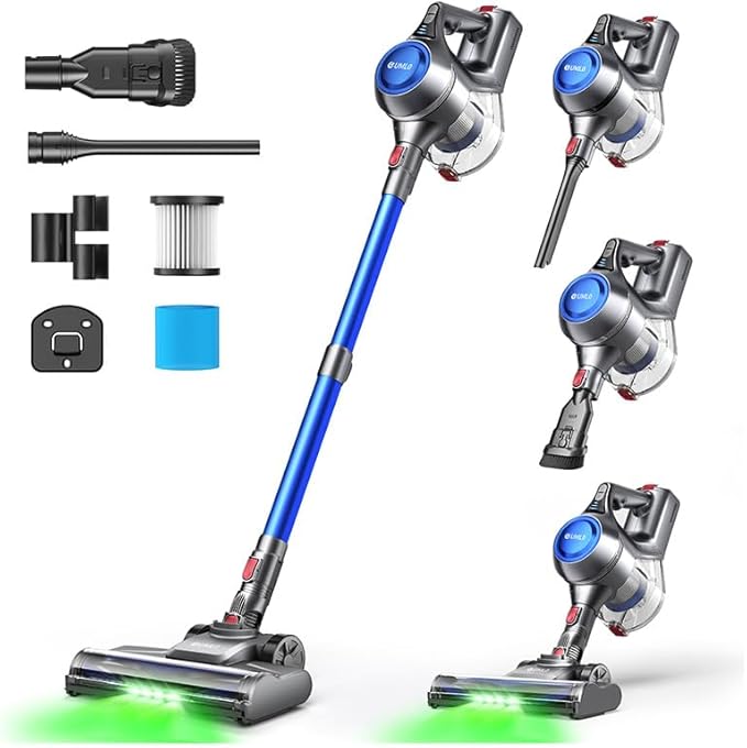 Cordless Vacuum Cleaner Stick Vacuum Cleaners for Home with 40Kpa Powerful Suction 45 Mins Runtime 1.6L Dust Box Anti-Tangle 8-in-1 Rechargeable Vacuum for Hardwood Floor Carpet Pet Hair
