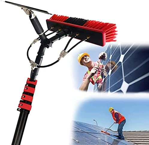 Window Cleaning Rod 24 Ft Long Water Delivery Brush with Squeegee 7.2 M Water Delivery Cleaning System with Hose Cleaning Tool for Window Glass Solar Panel12M/39FT