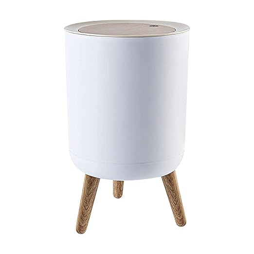 Trash can7Liter/1.8 Gallon Garbage can with Press top LidNordic Modern Waste BasketPlastic Trash bin Suitable for Kitchen Bathroom Bedroom Living Room Office OutdoorDog Proof Trash can……