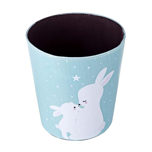 10L/2.64 Gallon Trash Can Decorative Waste Basket PU Leather Waste Paper Basket Waterproof Garbage Can for Bathroom Bedroom Office Kitchen and Living Room - Mother Rabbit