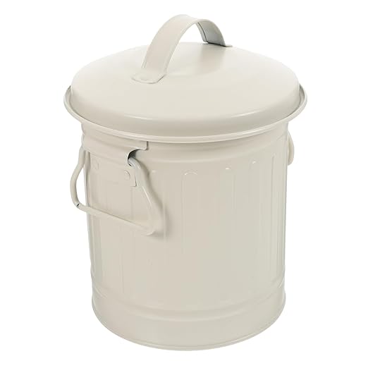 Elegant Vintage Iron Pen Holder Trash Can with Lid Small Compact Wastebasket for Desk Stylish Storage for Office Supplies and Easy to Clean