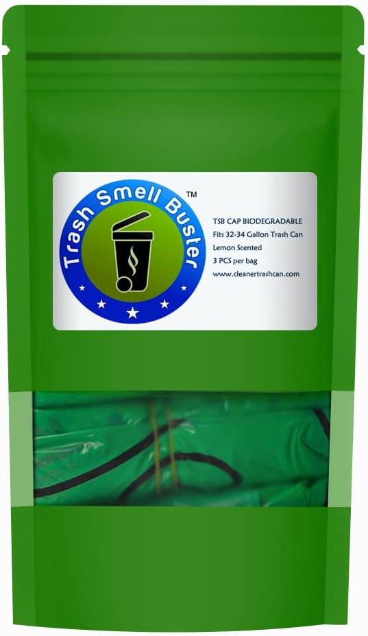 Trash Can Smell Eliminator Cover Odor Eliminating Bag Lemon Scented Durable Chemical Free 32 Gallon 3 Pack