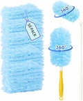 50 Count Duster Refills 360° Heavy Duty Duster Refills Compatible with Swiffer Duster Multisurface Heavy Duty Duster Replacements with 1 Short Handle and 1 Extenda Handle