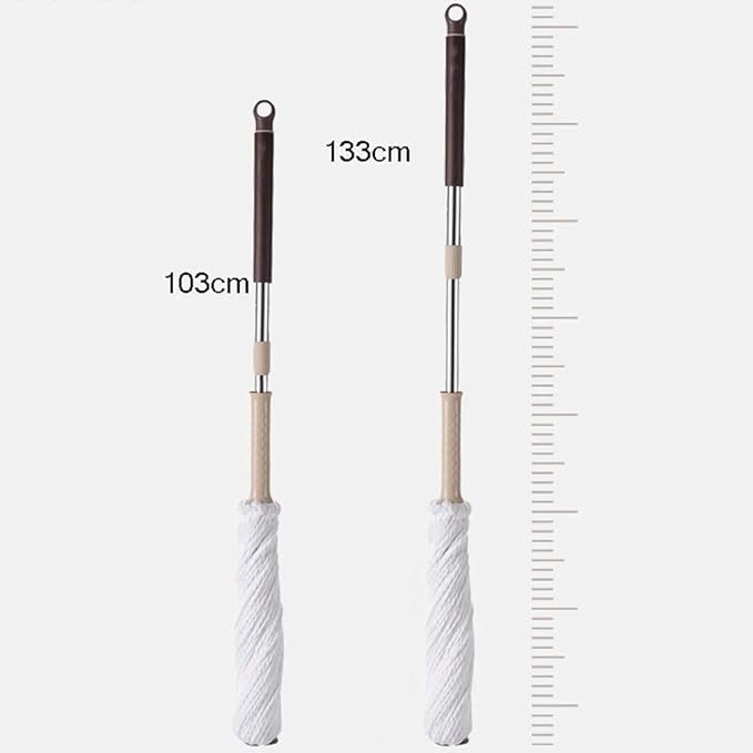 Microfiber Mop Hand Release Washing Mop Floor Cleaning Dust MopsHousehold Stainless Steel Lazy Mop(White-Patch Five-Pointed star4)