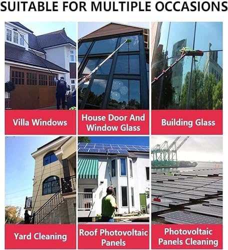 Glass Cleaning Brush Home Water Fed Telescopic Pole Kit Solar Panel Brush Rotating for Photovoltaic PanelTelescopic Water Fed Pole Kit 3.6-11M for Window &amp Solar Panel Cleaning - Includes B