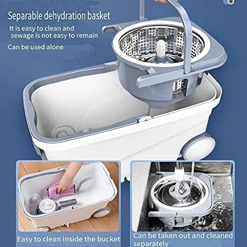 Spin Mop Bucket Deluxe 360 Spinning Floor Cleaning System with 6 Microfiber Replacement Head Refills62 Extended Handle4X Wheel for Home Cleaning