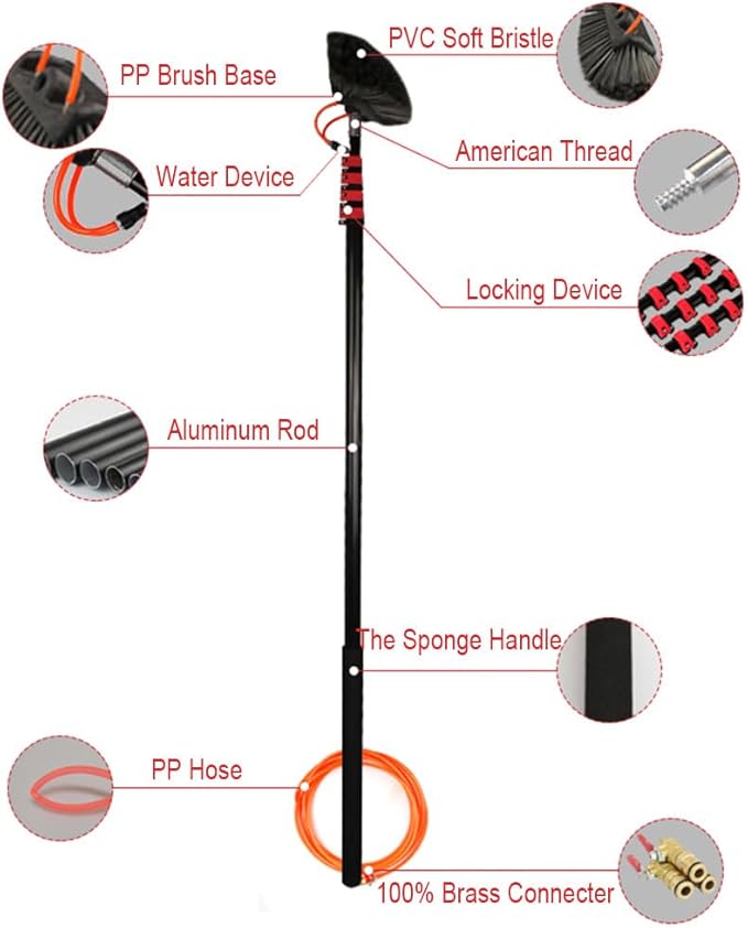 Window Cleaner Tool Solar Panel Cleaning Brush Free Height Adjustment Ergonomic Design Suitable for Cleaning High Altitude Glass Cleaning Photovoltaic and Solar Panels.