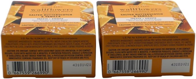 Bath &amp Body Works Salted Butterscotch &amp Vanilla Wallflowers Home Fragrance Refill 0.8 fl oz - 4 Pack