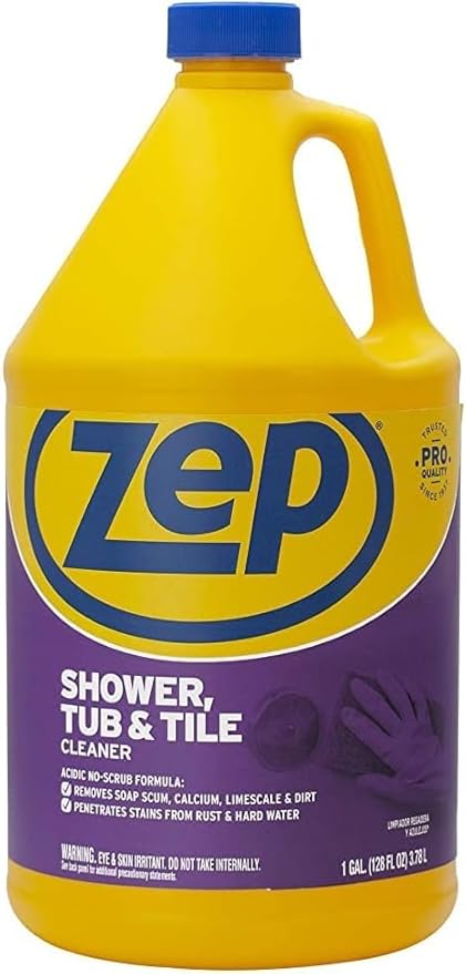 Zep Grout Cleaner + Shower Tub and Tile Cleaner ZU104632 32 oz and ZUSTT128 1 gal - Deep Cleans Grout Lines Removes Soap Scum Calcium Limescale and Dirt