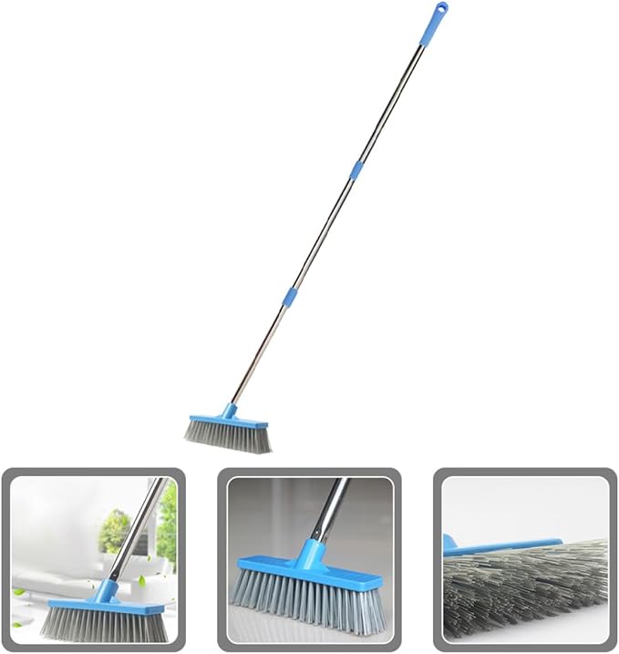 Shower Floor Scrub Brush with Long Handle Stiff Bristle Tile and Grout Cleaning Brush for Bathroom and Kitchen Floors for Indoor and Outdoor Use