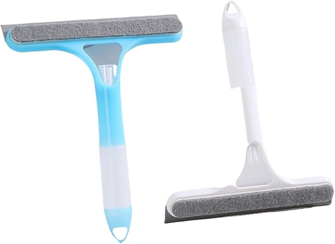 3-in-1 Glass Cleaning Tool for Home Bathroom Mirror and Windows Water Wiper for Shower and Glass Surfaces ﻿(Blue and White)