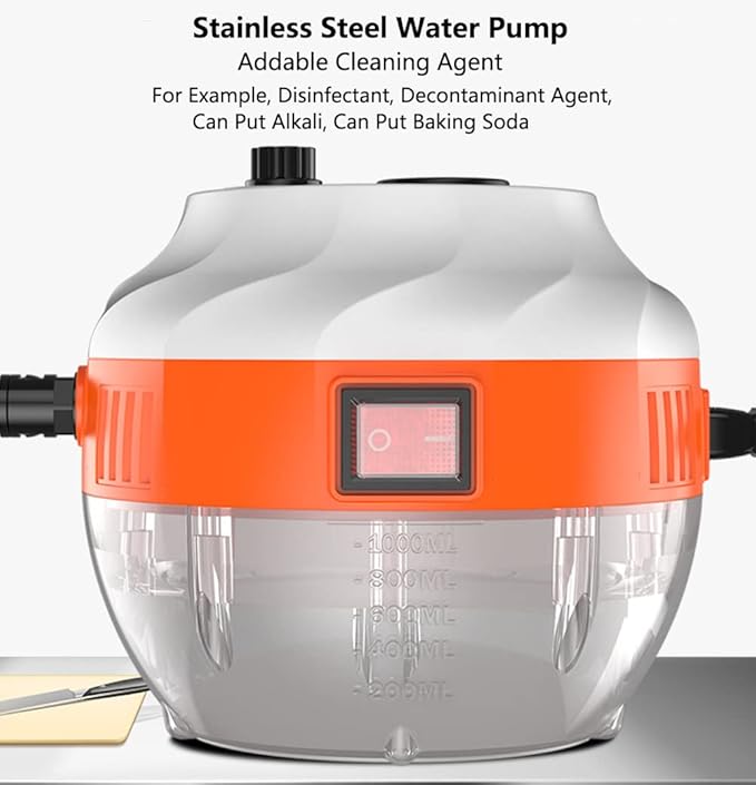 High Pressure Steam Cleaner Gun 2500W Portable High Temperature Steam Cleaning Machine with 3 Brush Home Use Powerful Handheld Steam Cleaner for Kitchen Grease Furniture Bathroom Car (Orange)