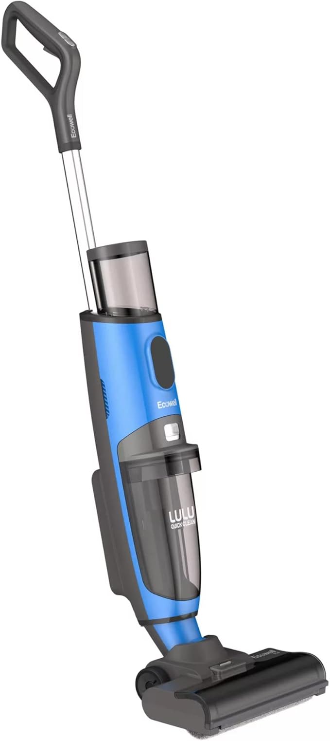Ecowell Cordless Wet Dry Vacuum Cleaner Multi-Surface for Hard Floors and Area Rug Voice Prompt LULU Quick Clean P04 Blue