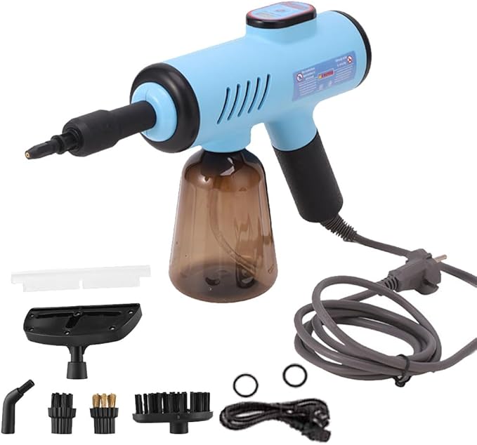 Handheld Steam Cleaner Portable Handheld Steamer with 1200W 600ML 3 Levels Adjustable for Tile Window Kitchen Car Blue