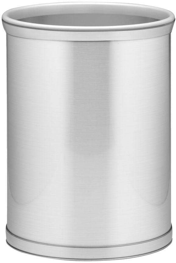 Kraftware Waste Basket in Brushed Chrome with Grey Bumper MADE IN U.S.A.