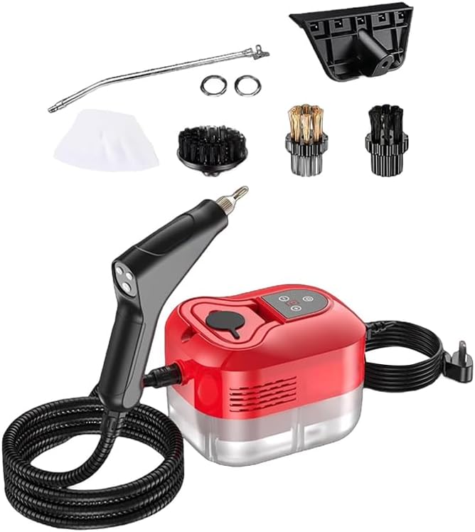 Saker handheld steam cleaner36oz Large Capacity 2500W Steam Cleaner with 6-Level Adjustment 10s Quick Heat for Kitchen Bathroom Car (Red-Dual Control (Upgraded Touch Control))