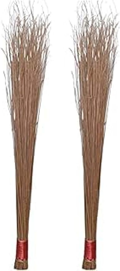 Indian Bathroom Floor Cleaning Dry Wet Natural Coconut Leaf Broom Traditional Hand-Tied (Set of 4) 38-40 Inches Long 5.5-6.5 Inches