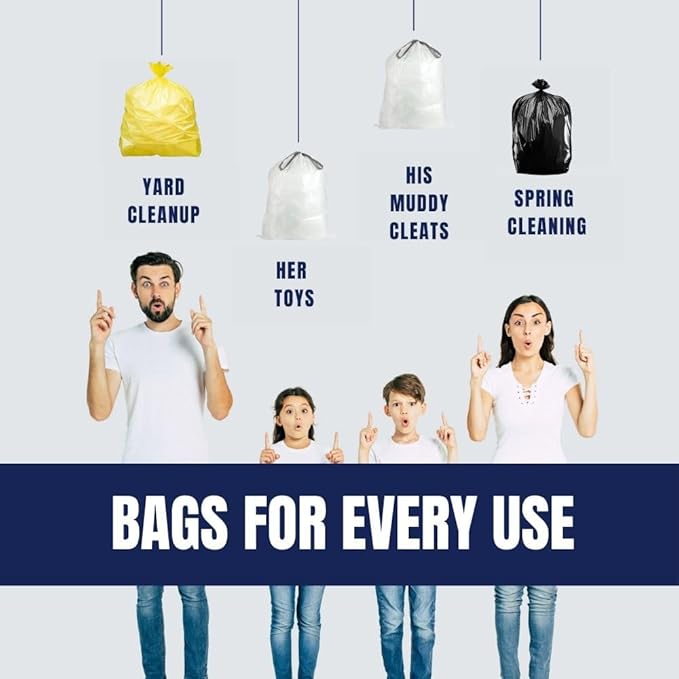 Plasticplace 55-60 Gallon Trash Bags │ 1.5 Mil │ Yellow Heavy Duty Garbage Can Liners │ 38” x 58” (100 Count)