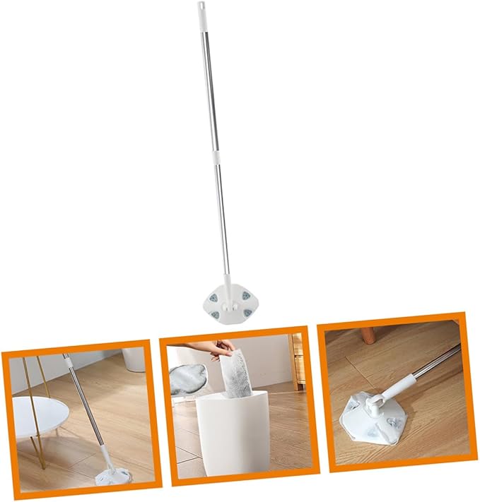 Dust Mop for Floor Cleaning with Retractable Handle No Washing Required Face Towel Refill Triangular Microfiber Household Dust Removal Mop for Hard Floors and Convenient Home