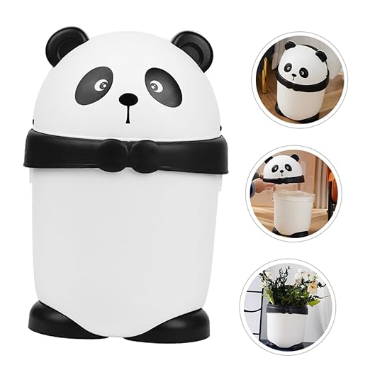 PRETYZOOM Panda Shape Wastebasket Small Trash Can for Kitchen Office Trash Can Style Adorable Design
