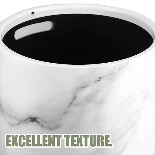 Marble Pattern Wastebasket Lidless Trash Can Opening Garbage Container for Bedroom Bathroom Kitchen Dormitory with Stable Structure and Modern Design