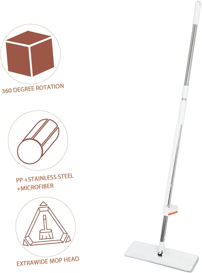 BESTYASH 36cm Self-Washing Flat Mop Set with 3 Microfiber Pads Dual Use Wet/Dry Cleaning Mop for Household Floors Easy Squeeze Design for Quick Drying and Convenience