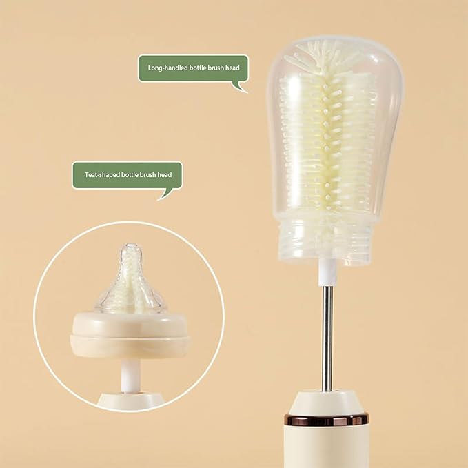 Electric Infant Bottle Brush Set Pace Motor 360 Rotation Silicone Bristles 12Inch Profound Cleanser Rechargeable